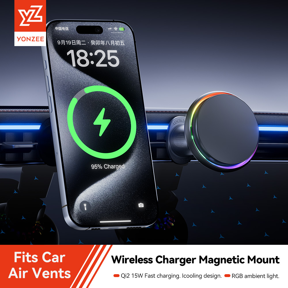 Qi2 Phone Accessories - Magnetyczna bezprzewodowa ładowarka samochodowa YZ RGB